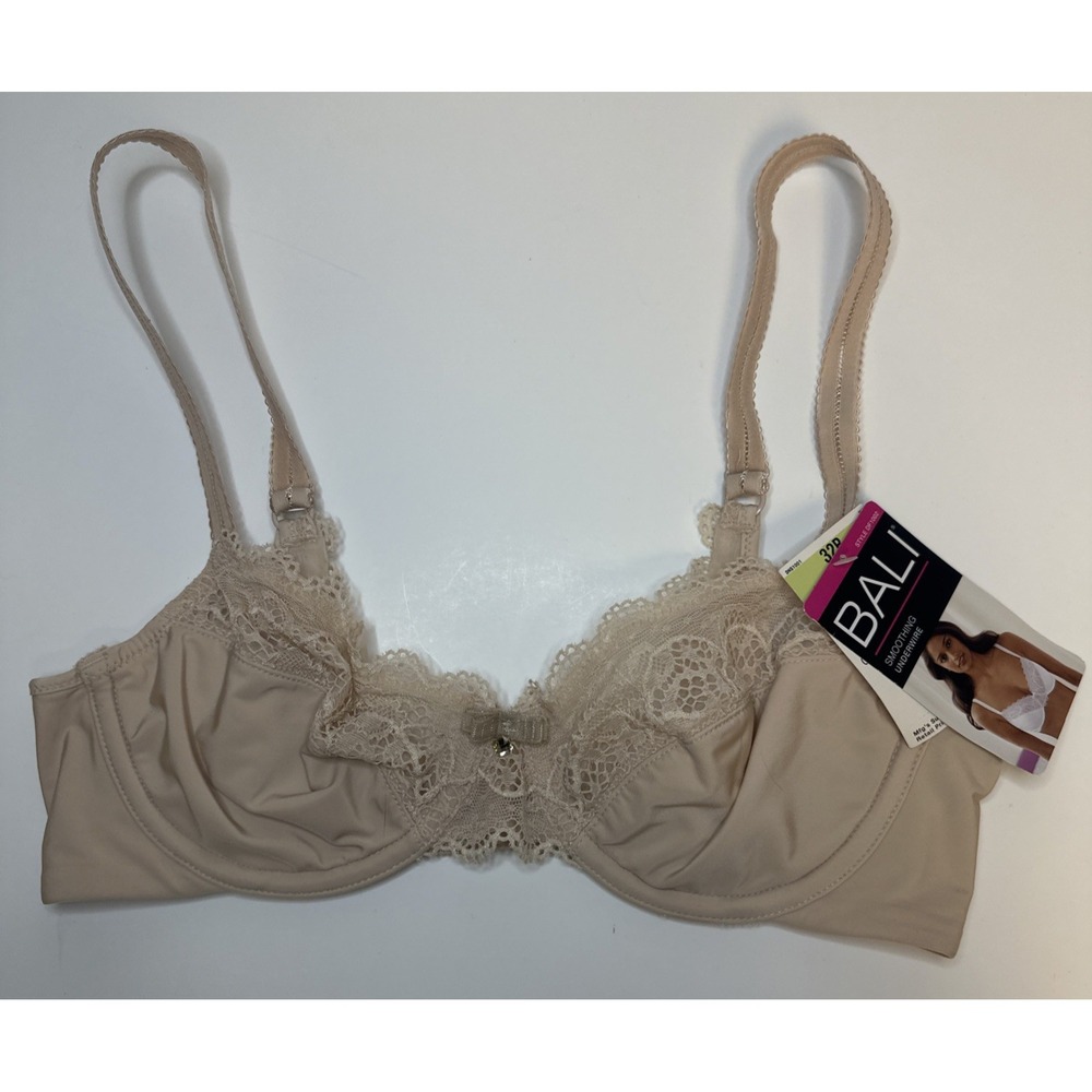 Bali Lace Desire Smoothing Underwire Bra Beige with Lace Trim 32B Style DF1002